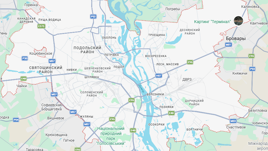 Карта виїзду по Києву